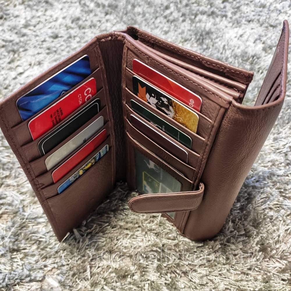 Пудровый кожаный кошелёк с отделом для визиток Marco Coverna 2060 Киев - изображение 1