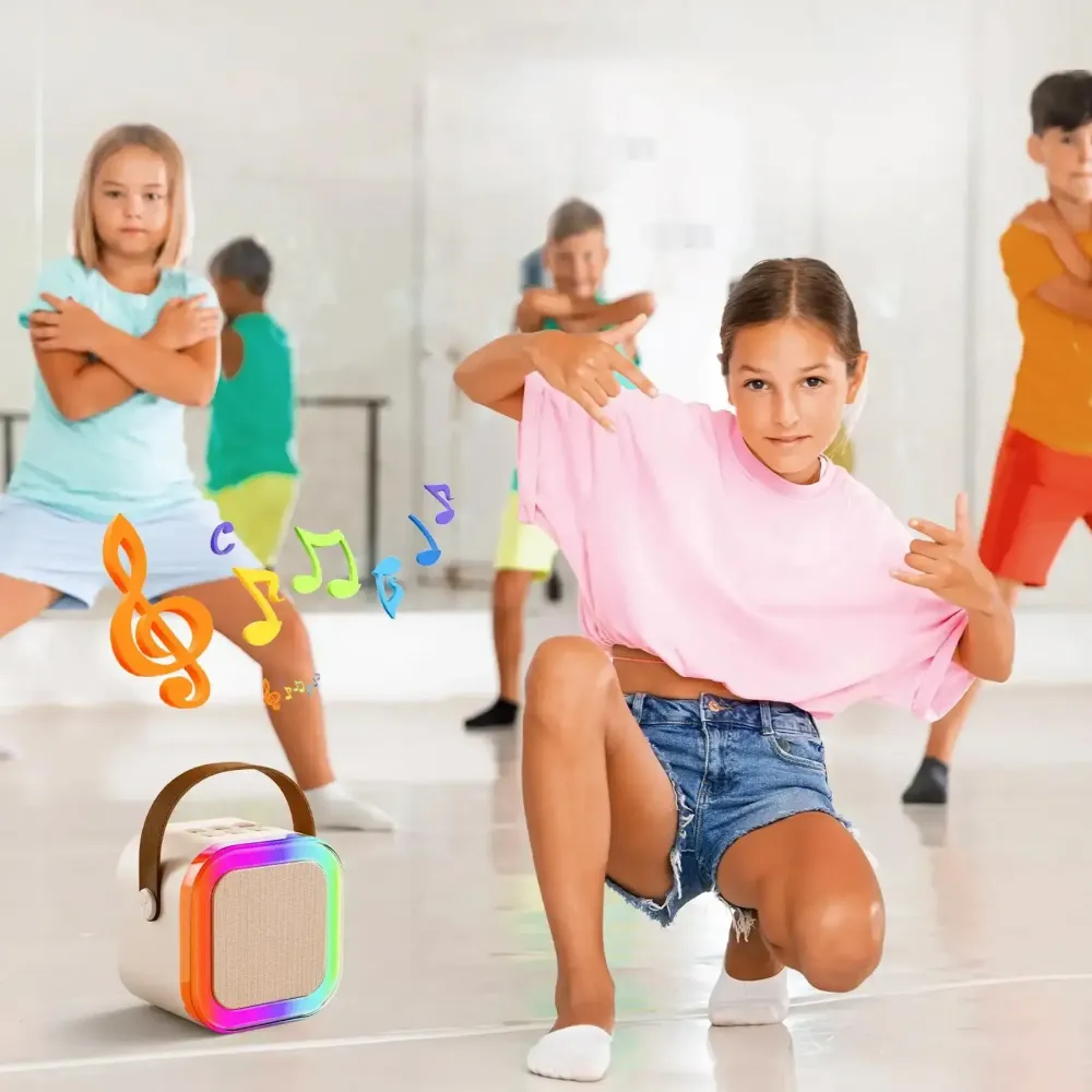 Мини-детское караоке K12 с 2 беспроводным микрофоном, портативная колонка с LED подсветкой Коломия - фото 3