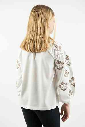 Вышиванка для девочек-подростков льняная с длинным рукавом, молочная топ Киев