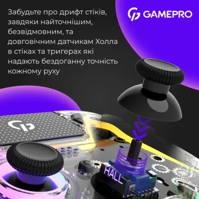 Геймпад GamePro GPS13T BT 5.3/USB/PC/iOS/Android/PS3/PS4 RGB Transparent (GPS13T) Вінниця - фото 10