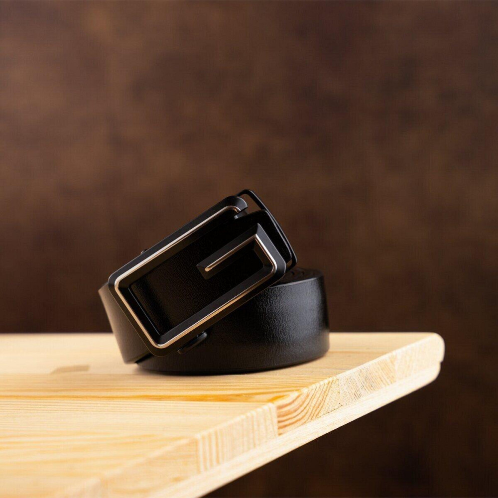 Ремень мужской c силуэтом буквы G Vintage 20287 Черный Киев - изображение 6