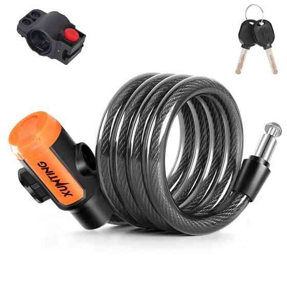 Велосипедний тросовий замок Xunting з кріпленням і ключами 120 см протиугінний для велосипеда самоката Київ