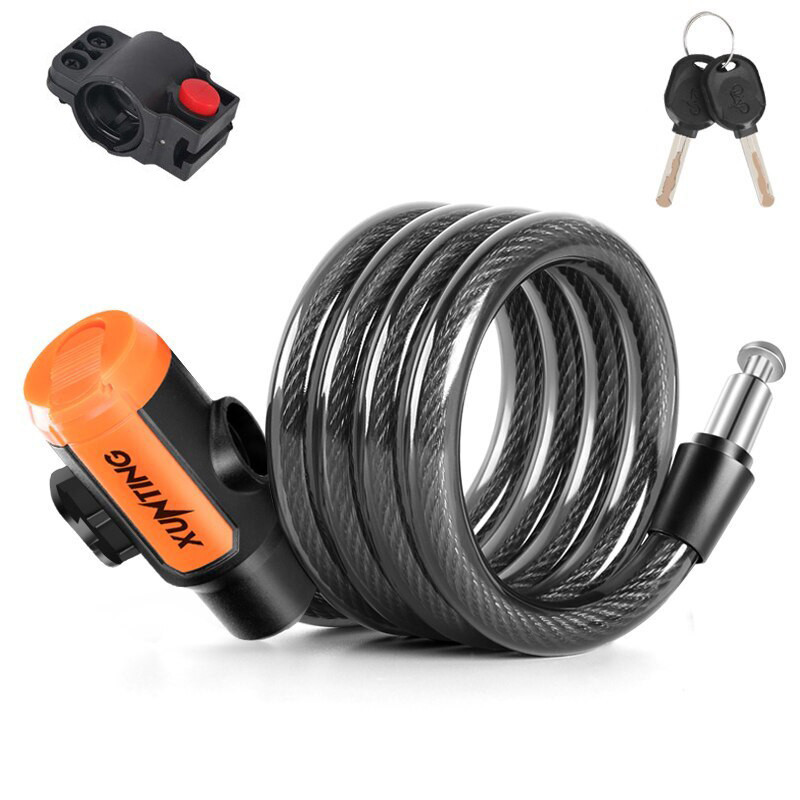 Велосипедний тросовий замок Xunting з кріпленням і ключами 120 см протиугінний для велосипеда самоката Київ - фото 1