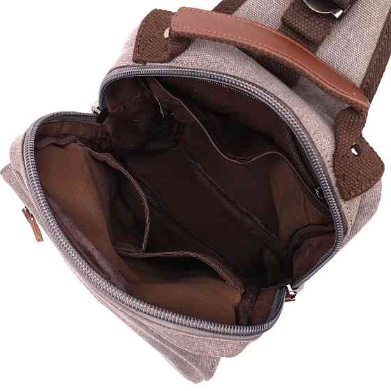 Оригинальная сумка через плечо из плотного текстиля Vintage 22442 Серый Киев