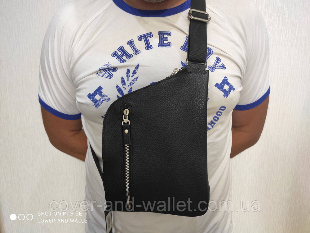 Кожаная мужская сумка слинг кобура на молнии PS Leather Киев - изображение 5