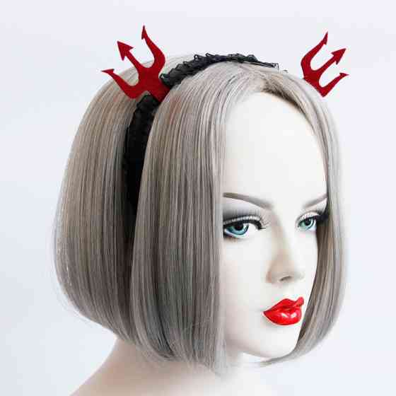 Обруч на Хэллоуин с рожками one size черно-красный Киев