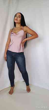 Базовая шелковая майка женская хомут Пудровый 3XL Харьков