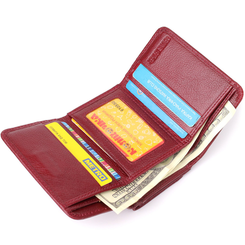 Компактный женский кошелек из натуральной кожи ST Leather 23073 Бордовый Киев - изображение 5