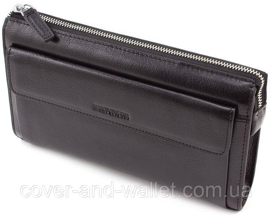 Черная кожаная барсетка клатч на молнии из натуральной кожи Marco Coverna 8543-3 Киев - изображение 1