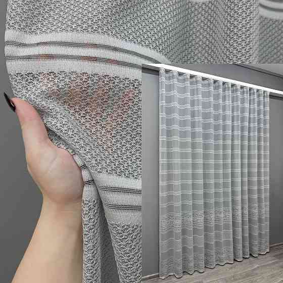 Тюль VR-Textil 1888т Lauren Жакард Сірий 300х270 см (42-0841) Київ