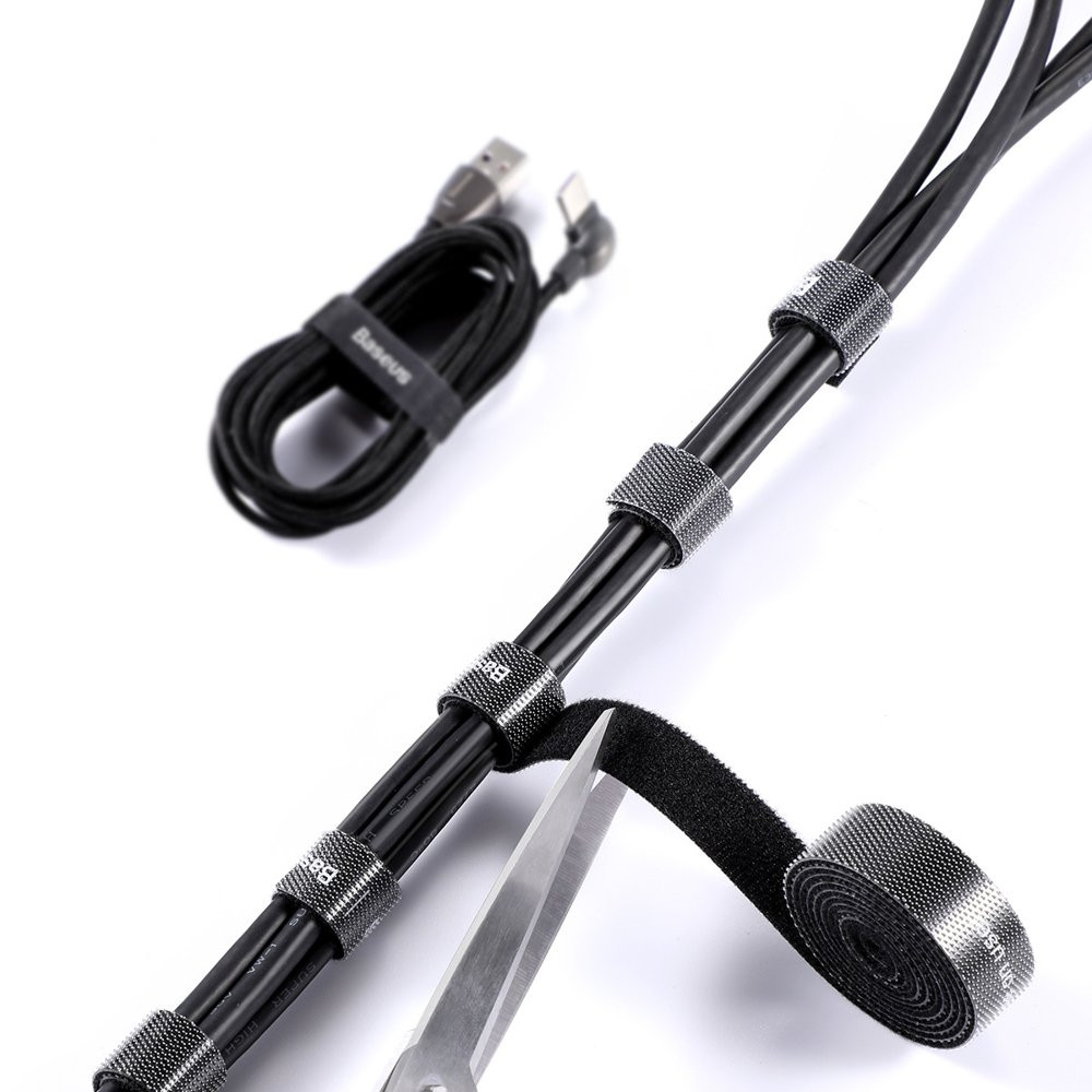 Стяжки для кабелів Baseus Colourful Circle Velcro strap 1m ACMGT-E01 (Чорний 1 шт.) Николаев - изображение 5