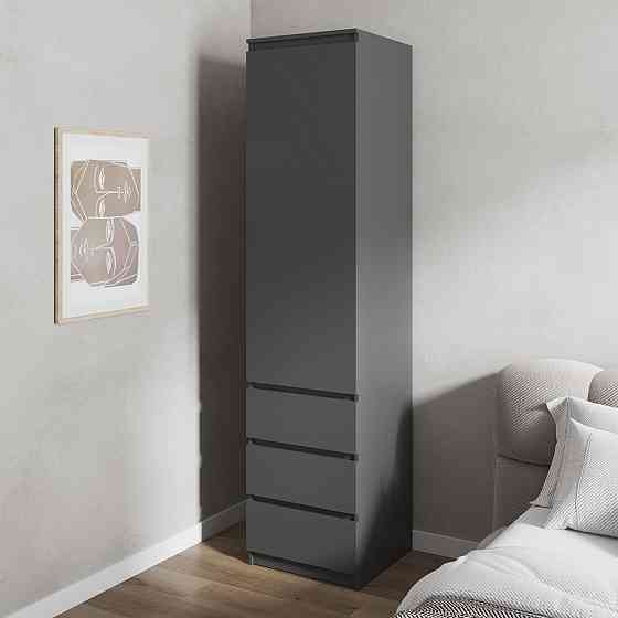 Шафа для одягу VAYS, пенал з полицями та шухлядами, без ручок R-35 Антрацит Львів