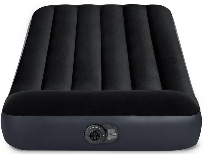 Надувний одномісний матрац із вбудованим електронасосом та підголовником Intex 64146 чорний Київ - фото 1