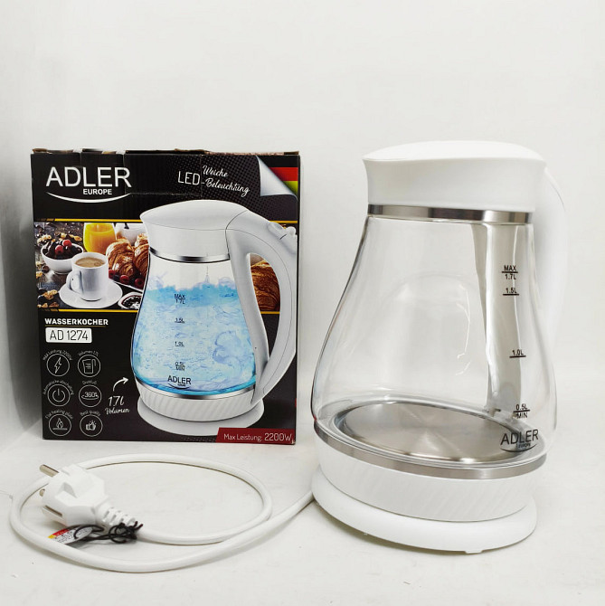 Електрочайник на кухню, Скляний електрочайник з вбудованим підсвічуванням, Побутовий чайник для кухні QN-10 Львів - фото 6