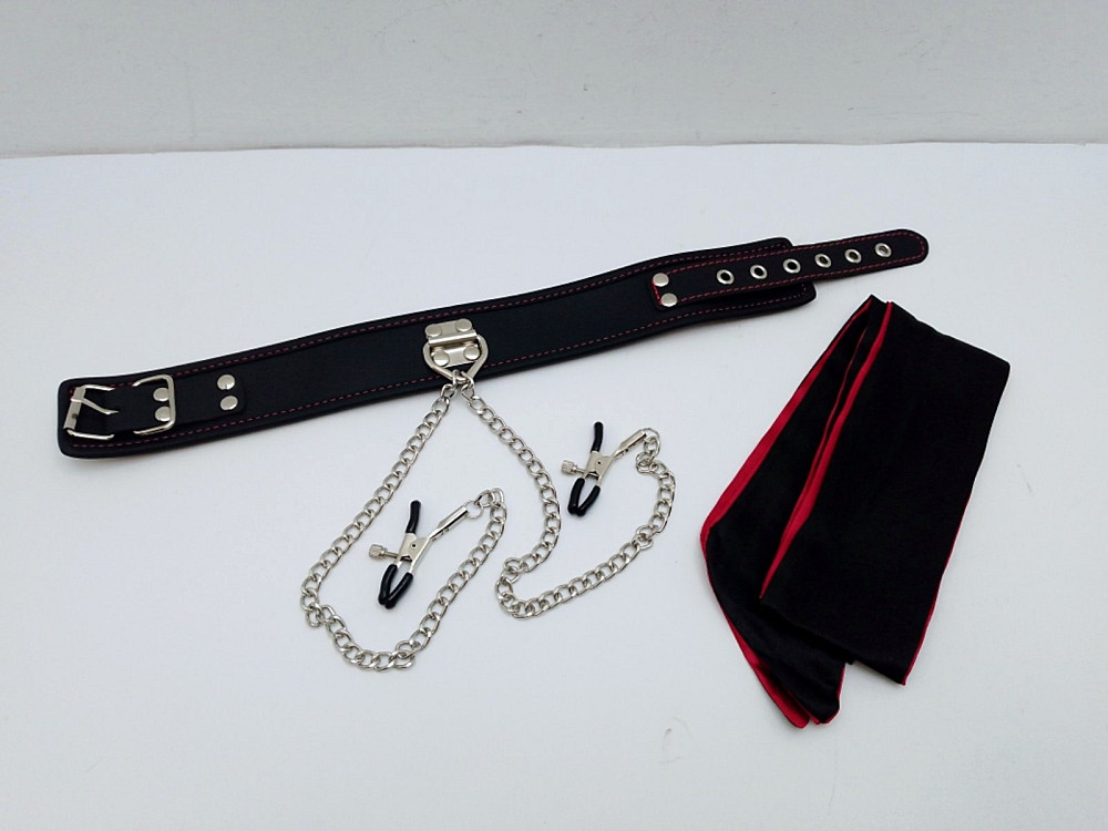 Нашийник БДСМ з затискачами для сосків 23990 Луцк - изображение 1