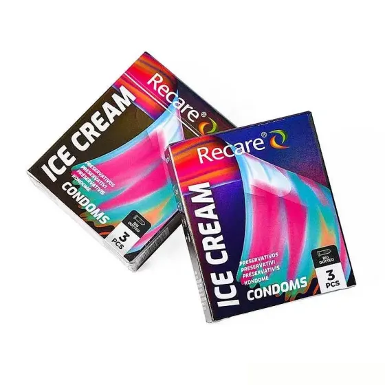 Презервативи Holographic Recare Ice Cream Big Dotted Condoms 3 шт, з пухирцями, аромат: морозиво Львів