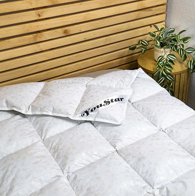 Напівпухова Евро ковдра YouStar 50% пух 50% перо, Тік, розмір 200х220 см (Срібло) Суми - фото 9