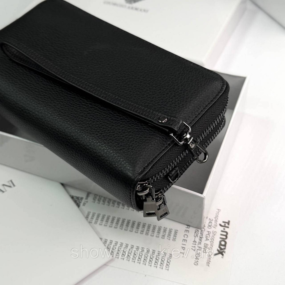 Кожаный брендовый кошелек клатч на два отделения Armani (6614) Киев - изображение 7