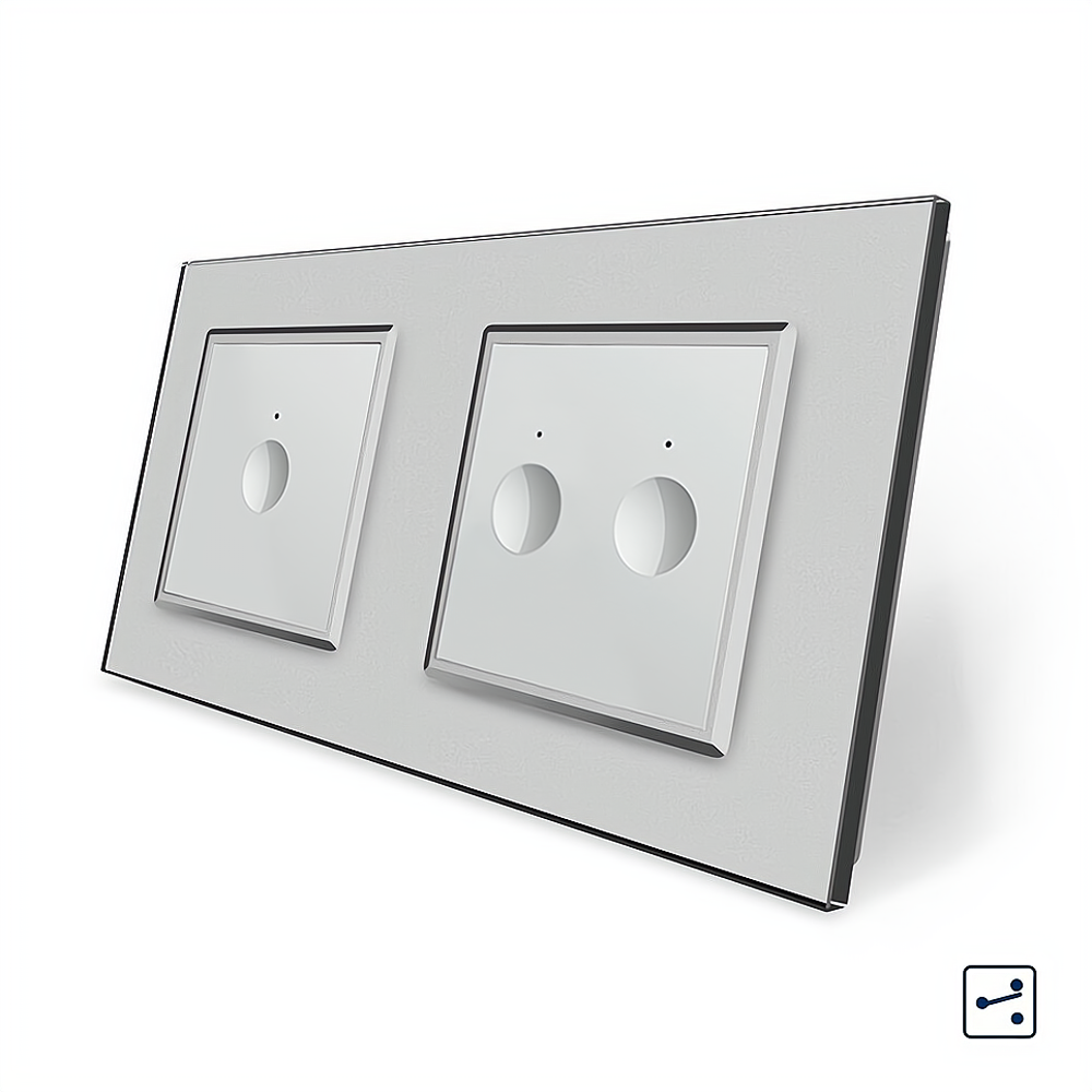 Сенсорний прохідний/перехресний вимикач Sense 3 сенсора (1-2) Livolo сірий скло (VL-C7FC1S/FC2S-4IP) Коломия - фото 2