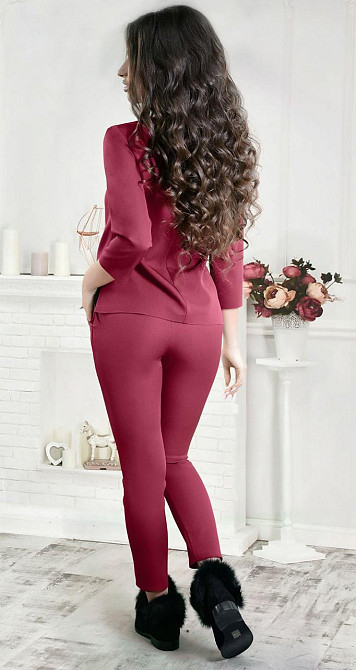 Стильный брючный костюм с натуральными пёрышками (42) Киев - изображение 3