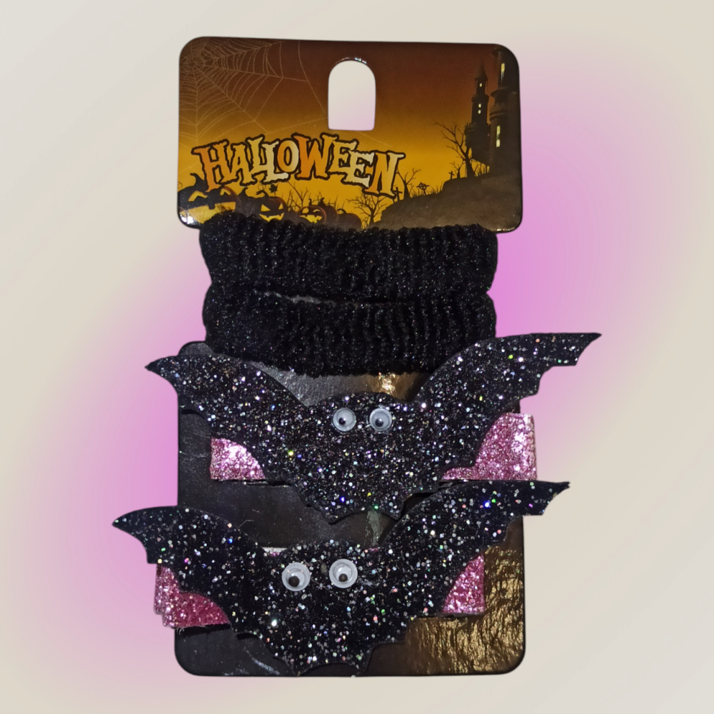 Набір 2 шпильки з кажаном 2 резинки для волос на Хелловін чорний Київ - фото 2