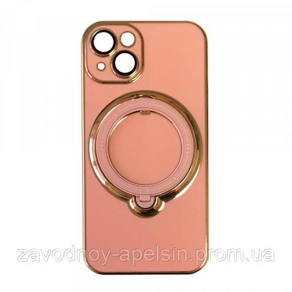 Iphone 15 Чехол магнит Подставка Bling (розовый + золото) Одесса - изображение 1