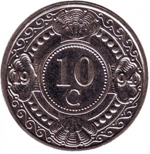 Квітка апельсинового дерева. Монета 10 центів, 1989,90,91,94 рік, Нідерландські Антильські острови. Полтава - фото 1