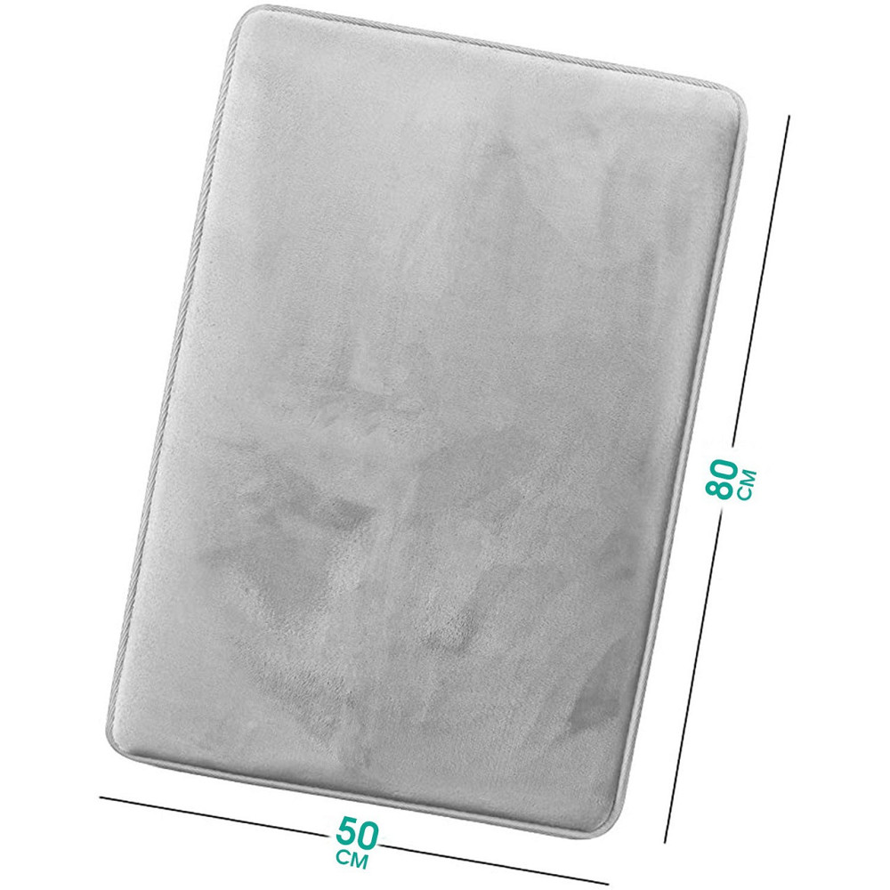 Антиковзкий М'який килимок для ванної Aquarius з ефектом пам'яті 50 х 80 см Сірий Гладкий Буча - фото 2