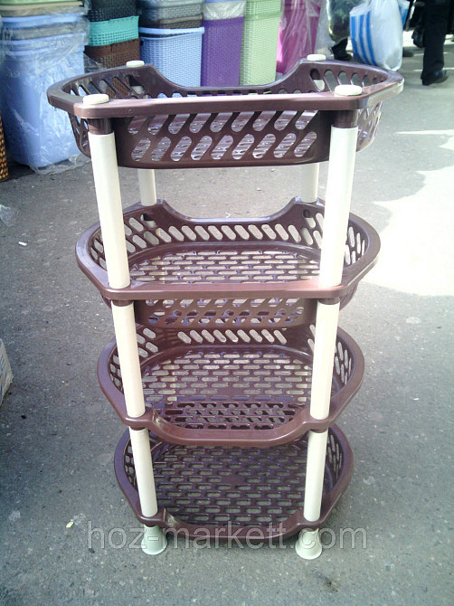 Полиця етажерка пластикова для ванної та кухні (коричнево-бежева) Харків - фото 3