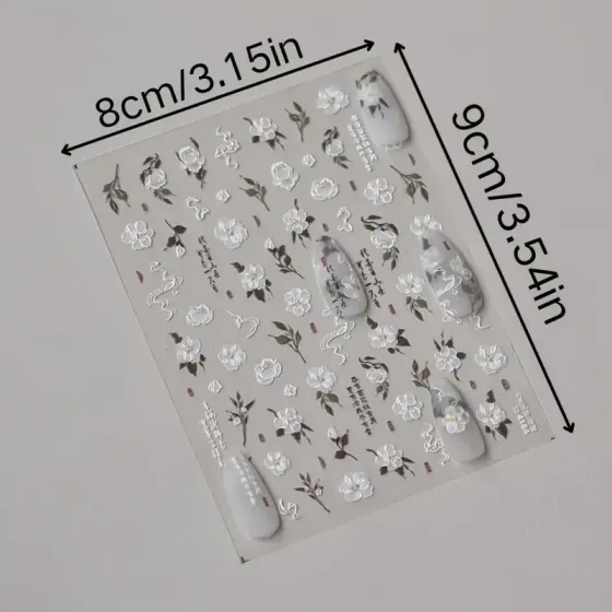 Стикеры для ногтей Камелия – объемные цветочные наклейки 3D Киев