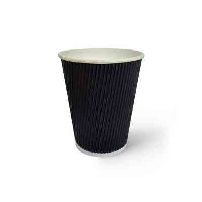 Стаканы одноразовые Romus Ripple гофрированные Черные 450 мл 20 шт. (45069) Винница