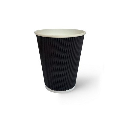 Стаканы одноразовые Romus Ripple гофрированные Черные 450 мл 20 шт. (45069) Винница - изображение 1