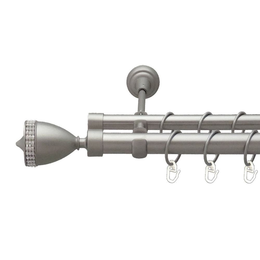 Карниз Orvit Етернія металевий дворядний відкритий гладка труба кільце металеве Сатин 25\19 мм 300 см Львов - изображение 1