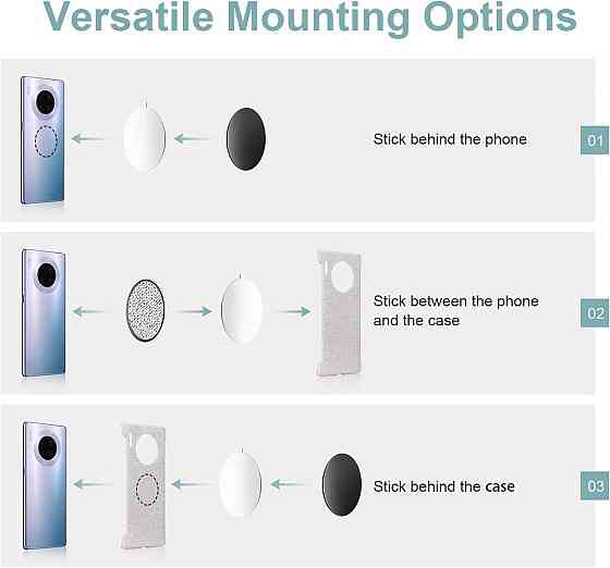 Металлические пластины для магнитного автодержателя 10 шт (6 круглых, 4 прямоугольных) серебристые клеящиеся Киев