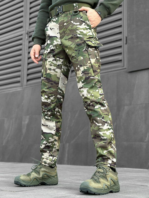 Штани карго чоловічі весняні з кишенями мультикам Pobedov Static Київ - фото 3