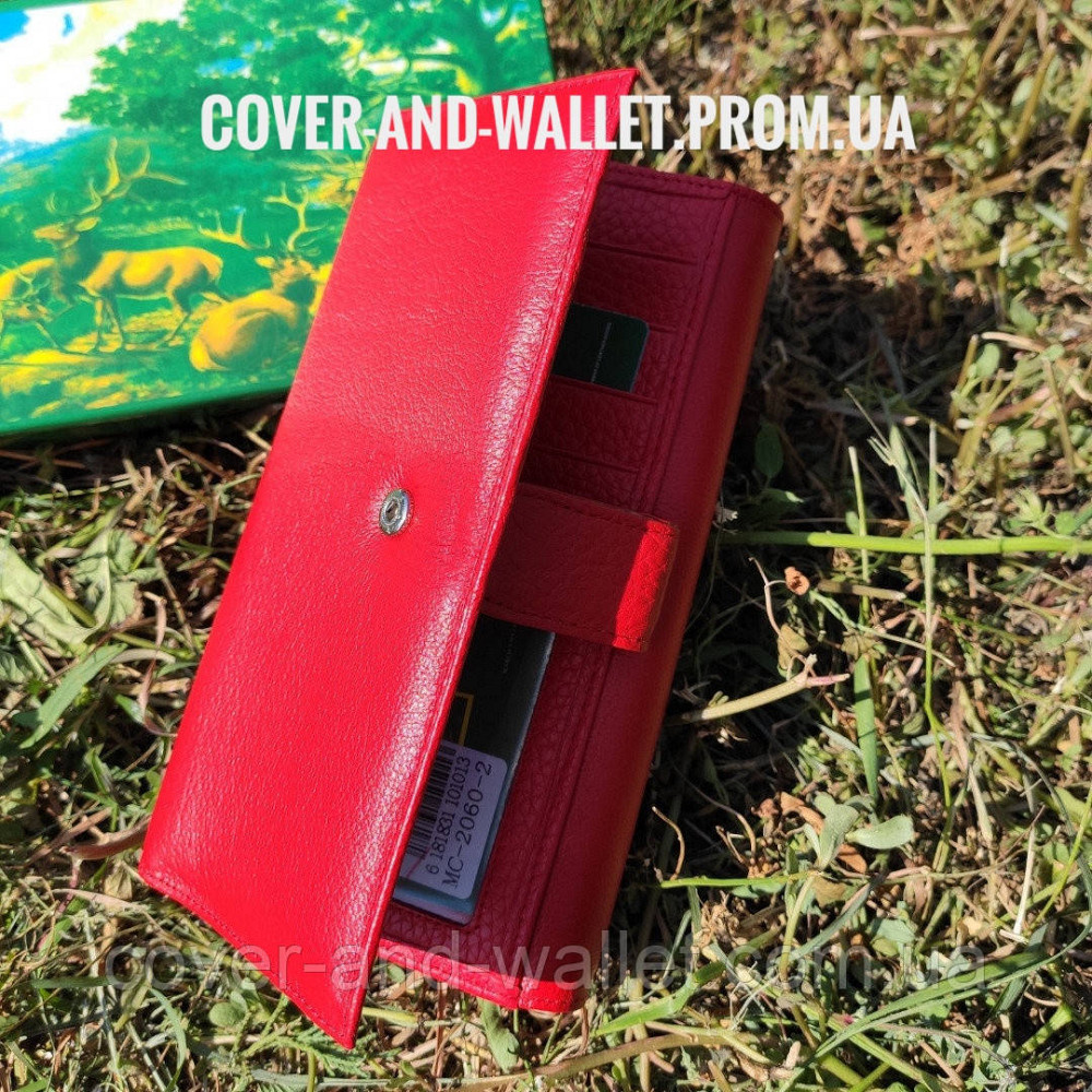 Красный женский кошелёк с визитницей из натуральной кожи Marco Coverna 2060 Киев - изображение 4