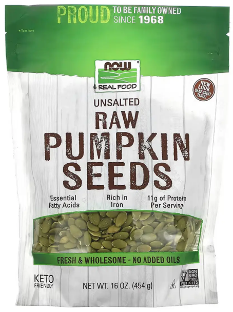 Гарбузове насіння Now Foods Pumkin Seeds Raw 454g Київ - фото 1