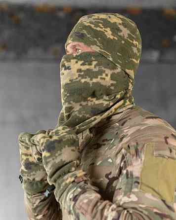 Комплект шапка баф перчатки пиксель   ВТ6388 Одесса