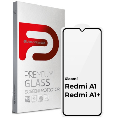 Стекло защитное Armorstandart Full Glue Xiaomi Redmi A1 / A1+ / Poco C50 Black (ARM62819) Винница - изображение 1
