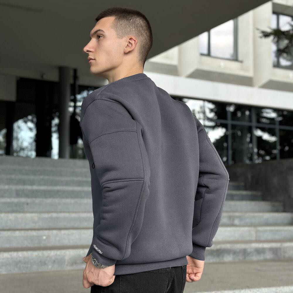 Свитшот мужской зимний однотонный серый Pobedov Apex Киев - изображение 8