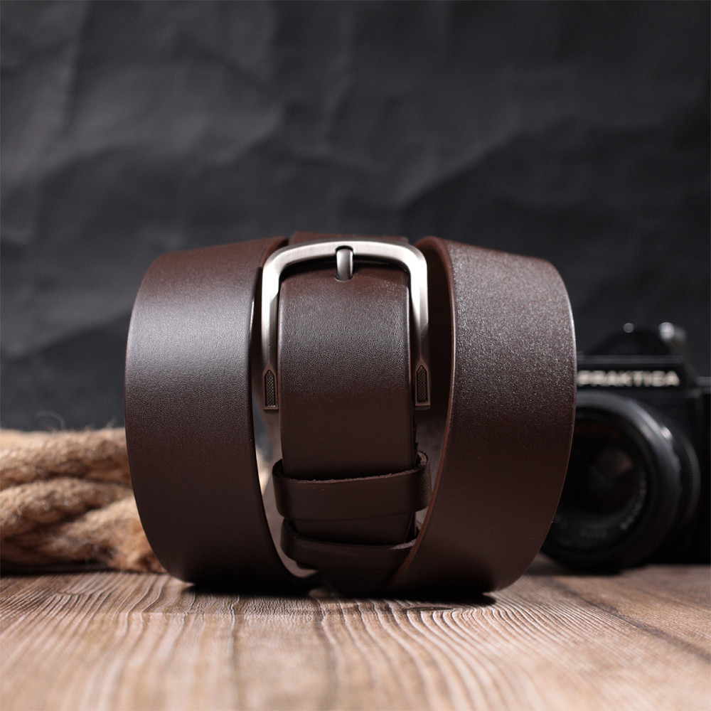 Стильний чоловічий ремінь із натуральної шкіри Vintage 20805 Коричневий Київ - фото 10