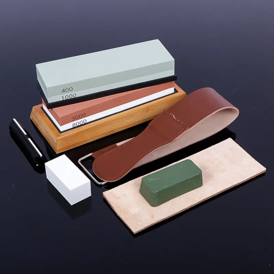 Набір для заточування ножів професійний із бамбуковою підставкою та напрямною кутом заточування Київ