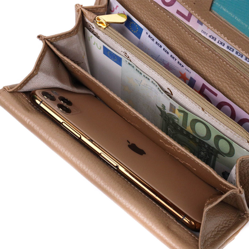 Практичный женский кошелек с большим количеством отделений из натуральной кожи Tony Bellucci 21959 Бежевый Киев - изображение 5