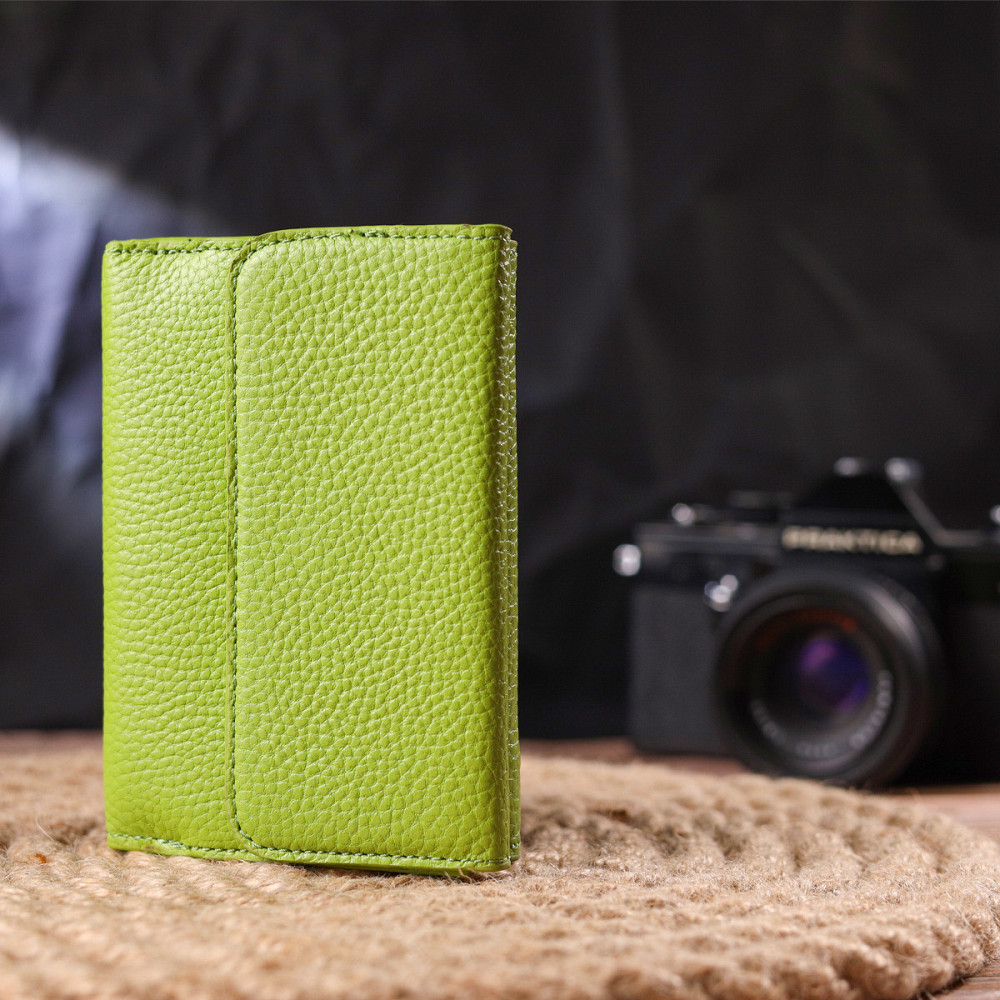 Молодежный стильный кошелек из натуральной кожи флотар CANPELLINI 21598 Салатовый Киев - изображение 9