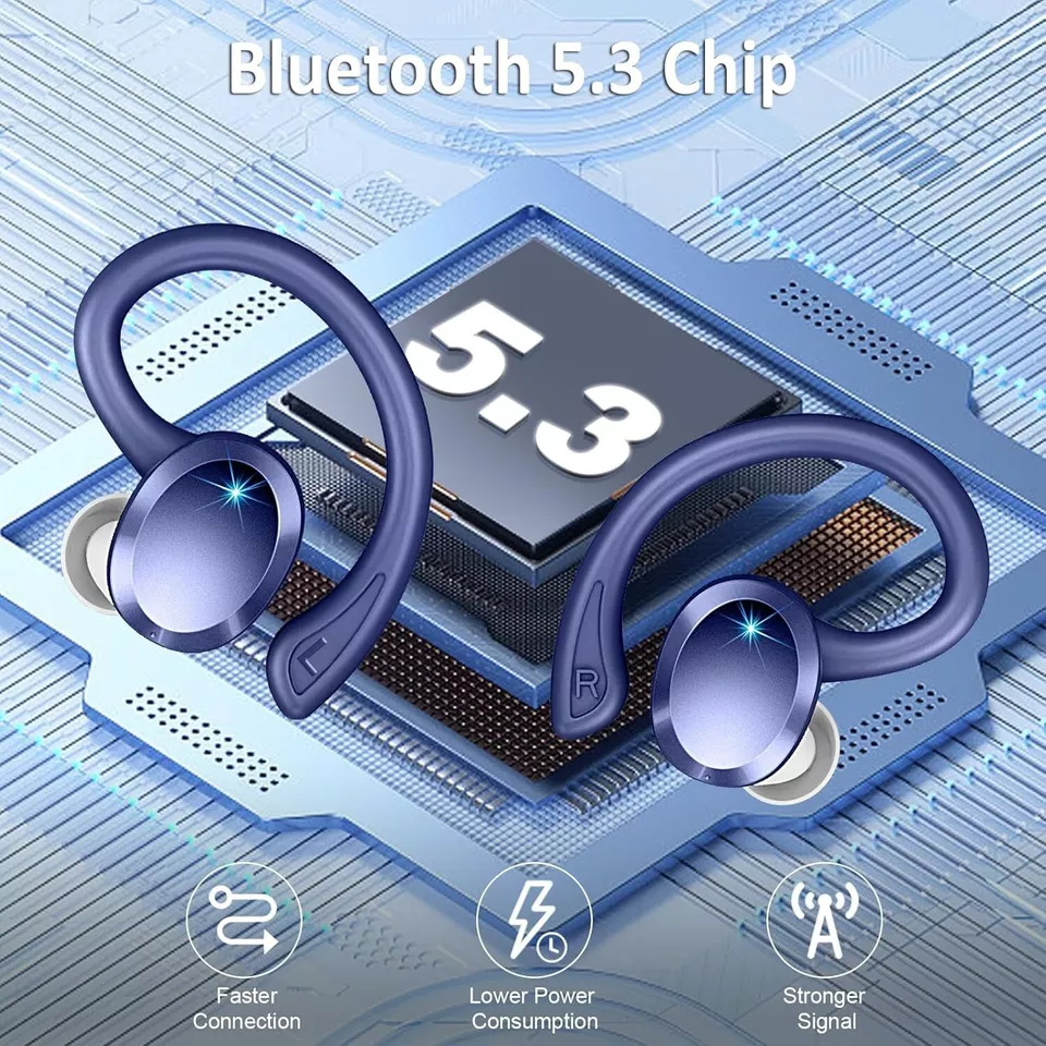 Беспроводные наушники Rulefiss Q38 Bluetooth 5.3 TWS | Hi-Fi, HD-микрофон, 48 часов, IP7, LED-дисплей, Sapphire Blue Киев - изображение 7