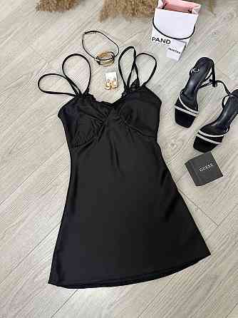 Жіноча стильна романтична сукня-комбінація дабл армані+мереживо Чорний, 46/48 Одеса