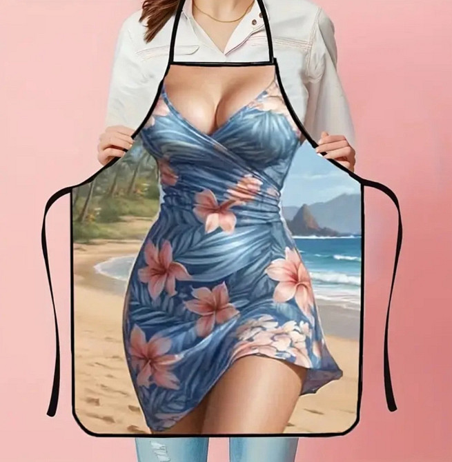 Фартух прикольний дівчина у літній сукні 80 на 60 см різнобарвний Київ - фото 4