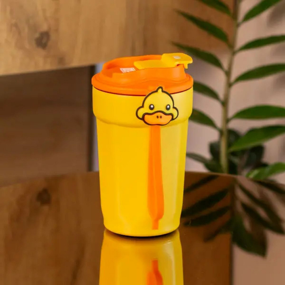 Happy Life Термокружка 450 мл з кришкою на защіпці G. Duck Жовтий Коломия - фото 2