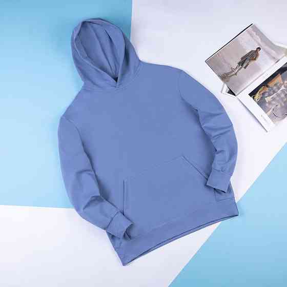 Чоловіче демісезонне худі з капюшоном світле синє Pobedov 001 Київ