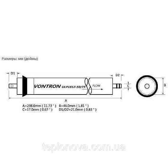 Мембрана для систем зворотного осмосу Vontron 75G, ULP1812-75 Чернівці